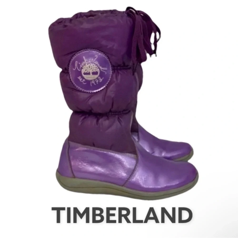 Authentic Timberland purple leather waterproof winter rain boots sz 5.5 big girl